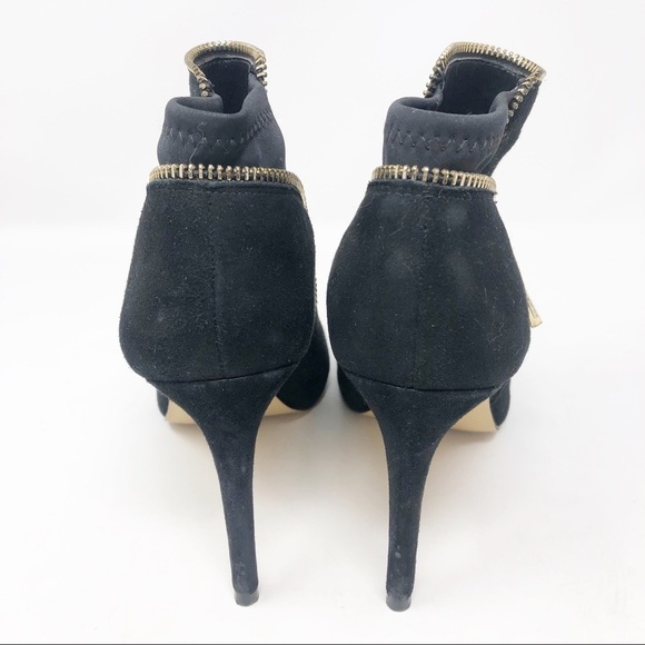 ANN TAYLOR BLACK FAUX SUEDE PEEP TOE SPIKE HEELS WITH ZIPPERS WOMENS SZ 7 - Picture 3 of 8
